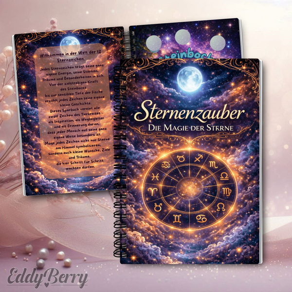 (Aktion) Sparbuch Sternzeichen | A6 Ringbuch Glanz foliert | EddyBerry® Design