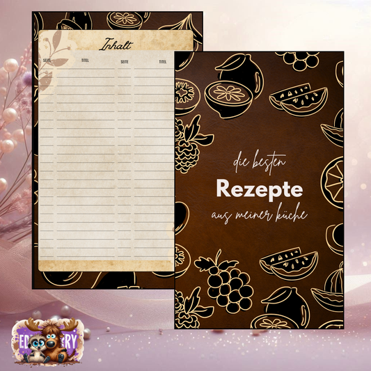 Rezeptseiten zum Abheften | A6 Set + foliertem Deckblatt | EddyBerry® Design