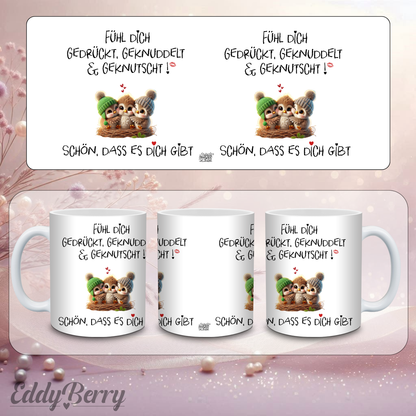 Keramikbecher mit Druck | Fühl dich gedrückt | EddyBerry® Design